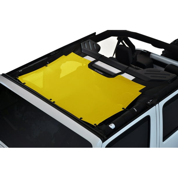 2018 - current SPIDERWEBSHADE Jeep Wrangler JL Mesh Shade Top Sunshade UV Protection Accessory USA Made with 5 Year Warranty for Your JL 4-Door in Yellow